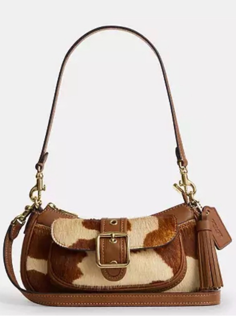 🤎Coach NWT Brown/Tan Ashton Mini Shoulder /Crossbody Bag /Tassel/ Gold Hardware
